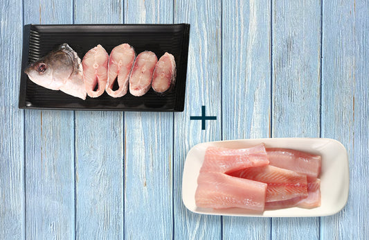 Sole Fillet, 500g & Rohu With Head, 500g