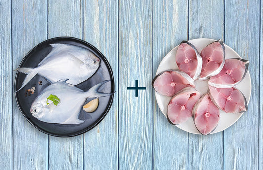 Surmai Curry Cut 500g & Silver Pomfret 500g