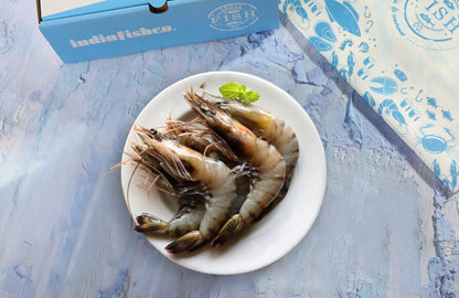 Tiger Prawn Cleaned and deveined with tail - 500 Grams